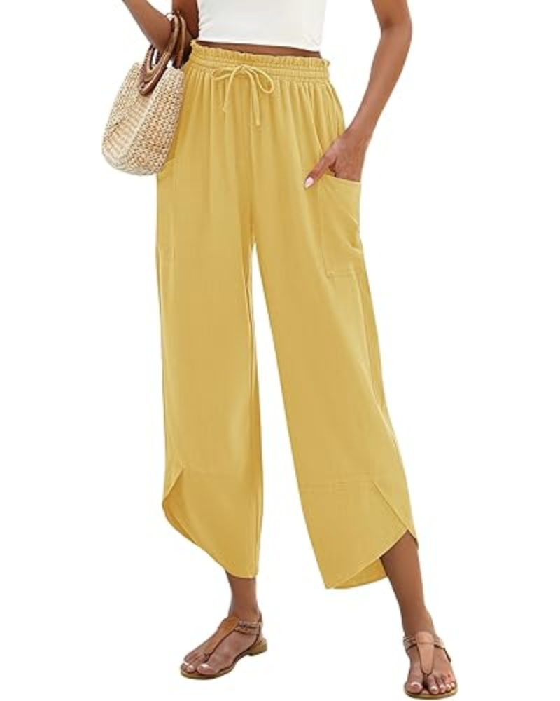 Clara dámské palazzo kalhoty – lehké lněné, s elastickým pasem a v boho stylu