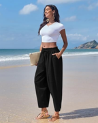 Eleanor Pantaloni Donna Harem – Vita Alta, Gamba Larga & Tasche Nascoste