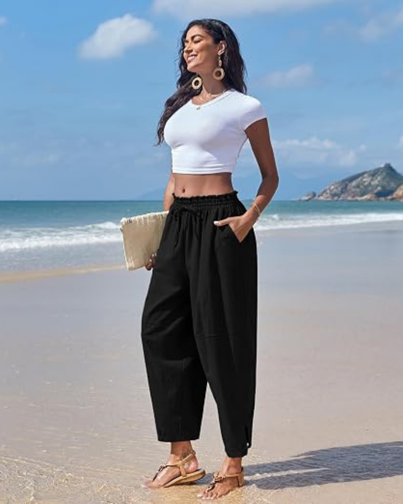 Eleanor Pantaloni Donna Harem – Vita Alta, Gamba Larga & Tasche Nascoste