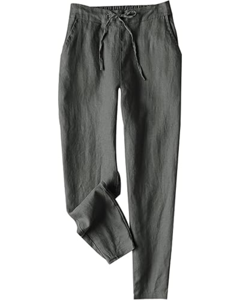 Audrey Pantaloni Donna Jogger – Misto Lino, Gamba Affusolata & Coulisse