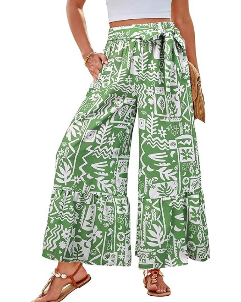 Savannah Pantaloni Donna Palazzo – Vita Alta, Cintura Regolabile & Tasche