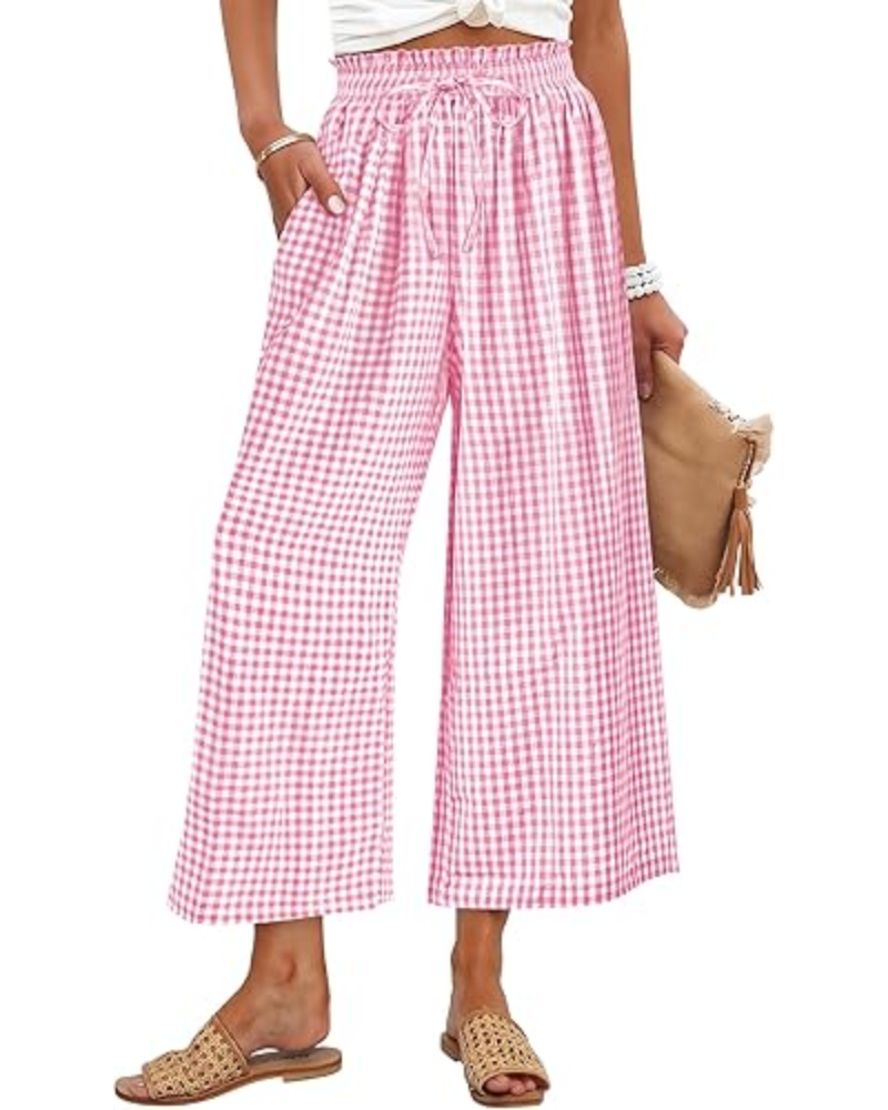 Pantalones Madison para mujer, cropped – Rayón, cintura fruncida y bolsillos laterales