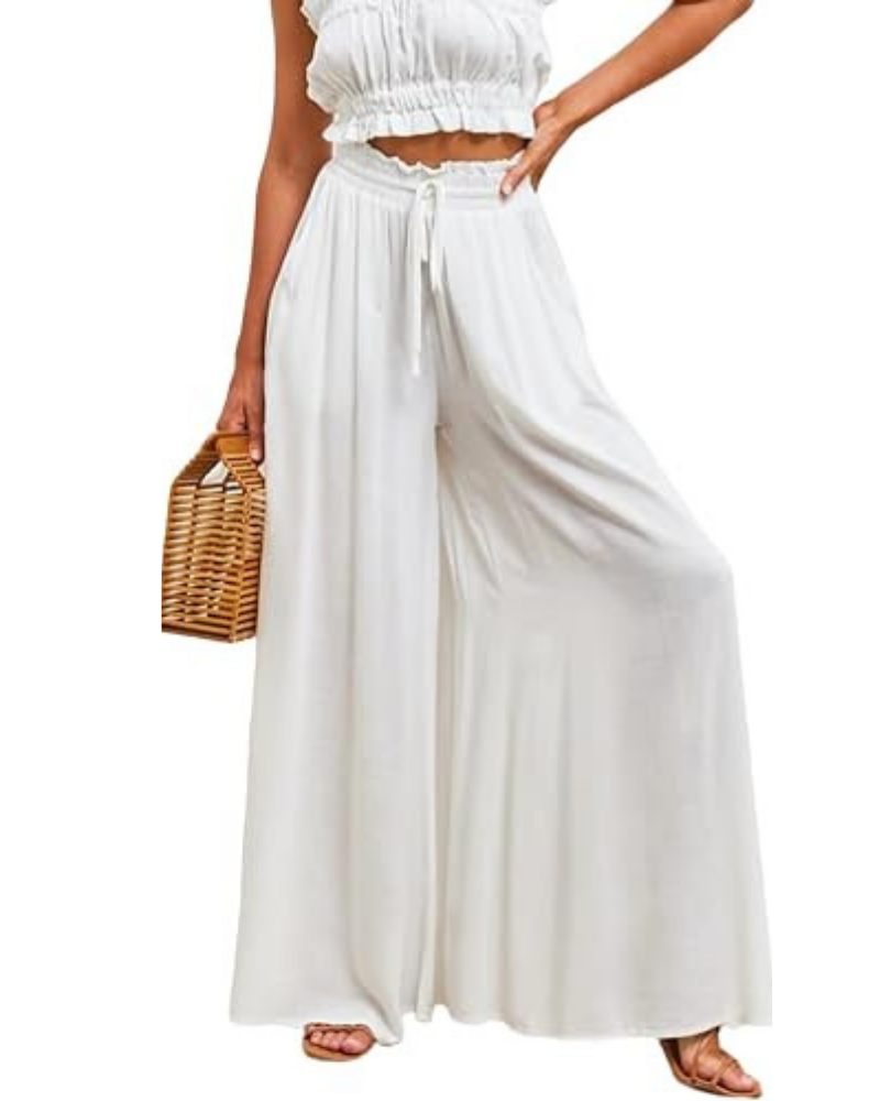 Lydia Pantaloni Donna Palazzo – Vita Alta, Gamba Larga & Tasche Laterali
