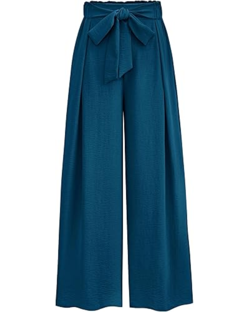 Bella Pantaloni Donna Palazzo – Vita Alta, Pieghe & Tasche Laterali