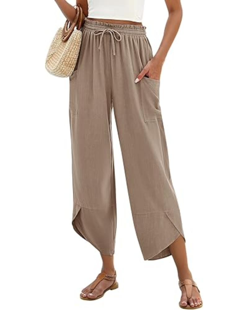 Clara dámské palazzo kalhoty – lehké lněné, s elastickým pasem a v boho stylu