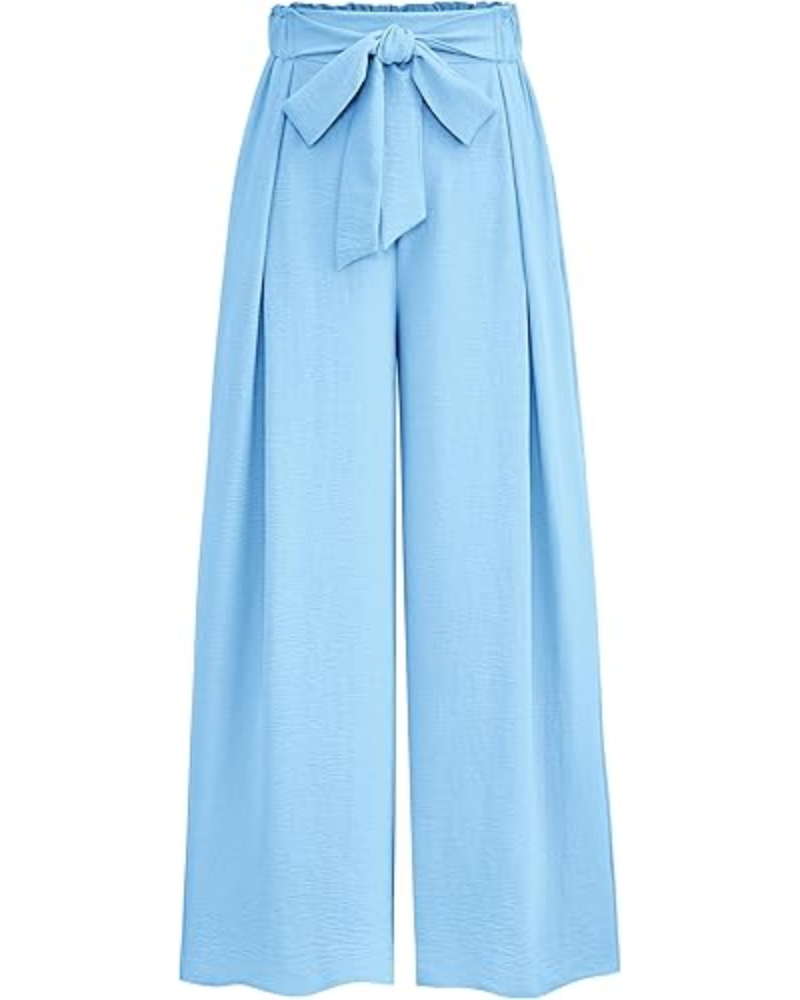 Bella Pantaloni Donna Palazzo – Vita Alta, Pieghe & Tasche Laterali