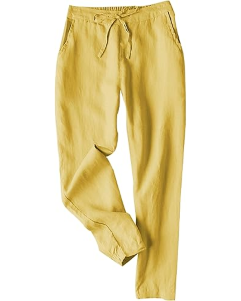 Audrey Pantaloni Donna Jogger – Misto Lino, Gamba Affusolata & Coulisse