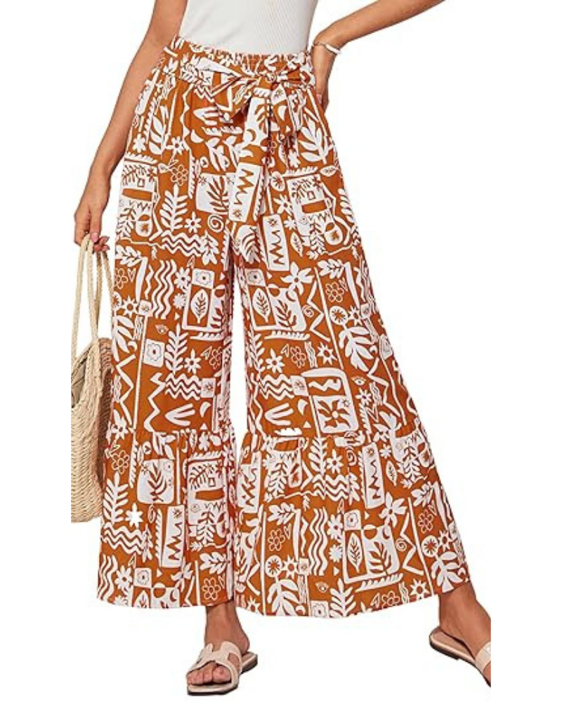 Savannah Pantaloni Donna Palazzo – Vita Alta, Cintura Regolabile & Tasche