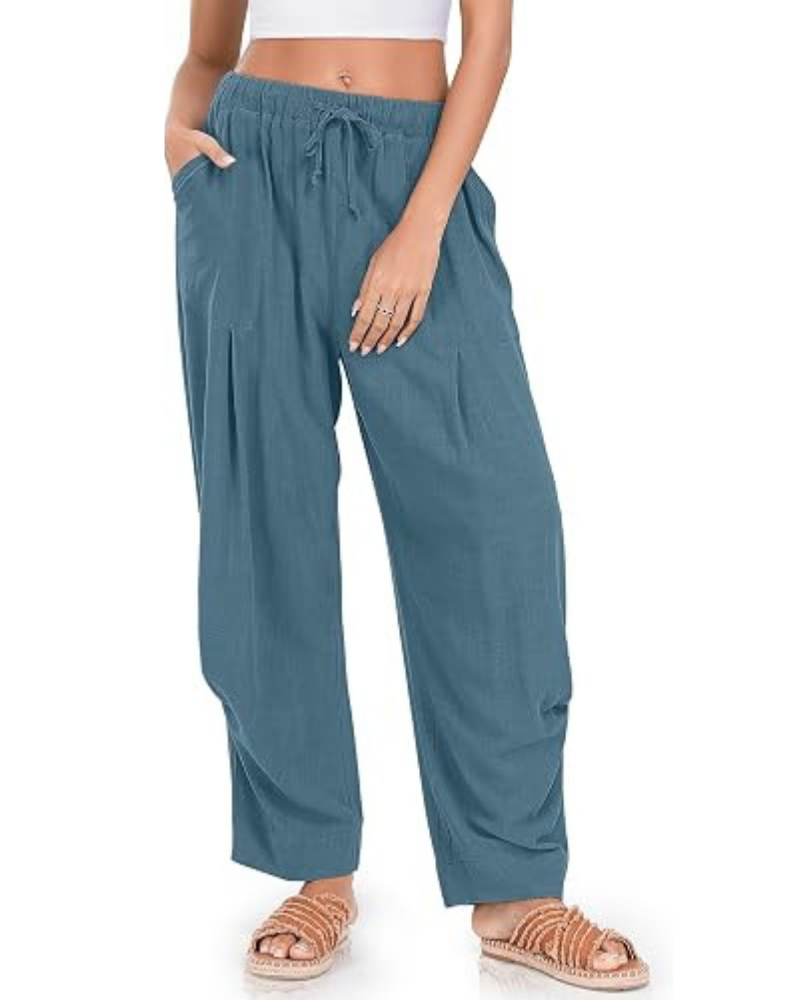 Beatrice Women’s Harem Pants – Linen Blend, Drawstring & Patch Pockets