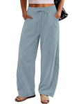 Emily Pantalones de mujer Barrel – Rayas verticales, cordón ajustable y bolsillos laterales