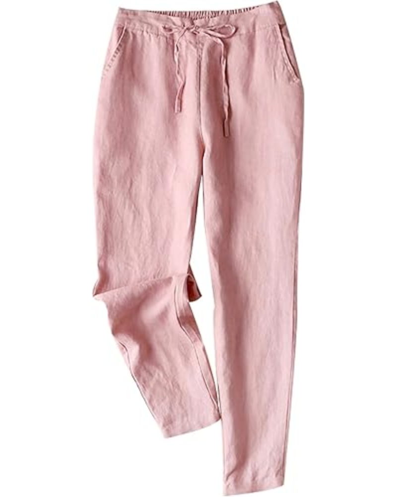 Audrey Pantaloni Donna Jogger – Misto Lino, Gamba Affusolata & Coulisse