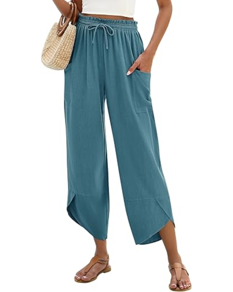 Clara dámské palazzo kalhoty – lehké lněné, s elastickým pasem a v boho stylu