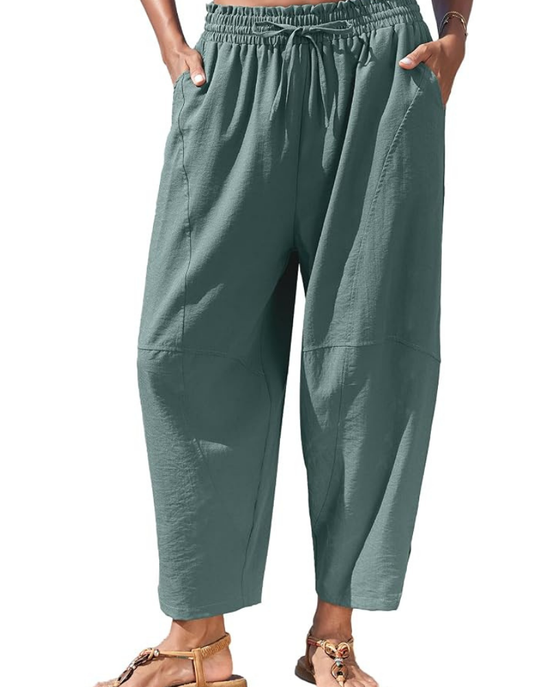Pantalones de mujer Eleanor tipo harem – tiro alto, pierna ancha y bolsillos ocultos