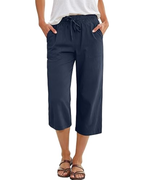 Lily Pantaloni Donna Capri – Vita Alta, Coulisse & Tessuto Fluido in Rayon