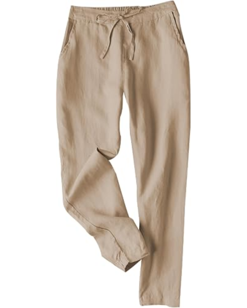 Audrey Pantaloni Donna Jogger – Misto Lino, Gamba Affusolata & Coulisse