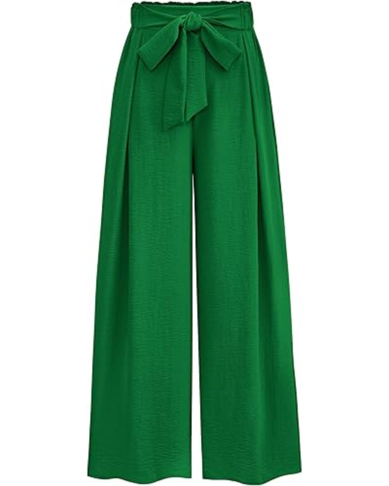 Bella Pantaloni Donna Palazzo – Vita Alta, Pieghe & Tasche Laterali