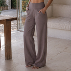 Gladys Pantalon Femme Extensible – Taille Haute, Poches, Confortable Décontracté Respirant