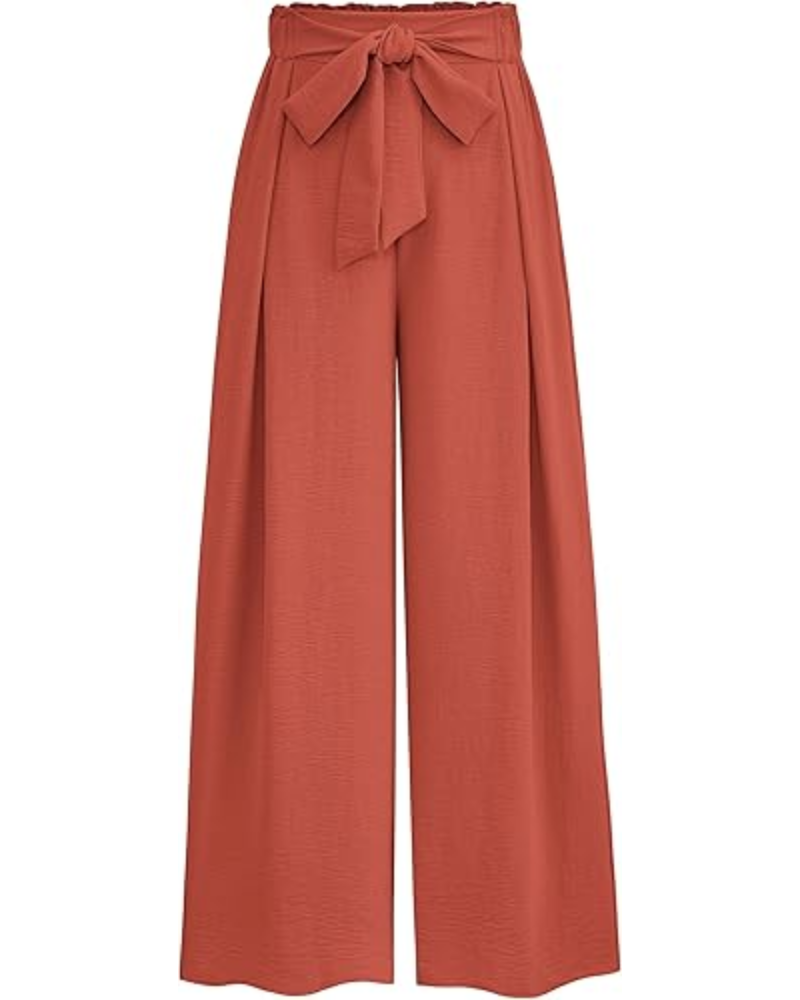 Bella Pantaloni Donna Palazzo – Vita Alta, Pieghe & Tasche Laterali