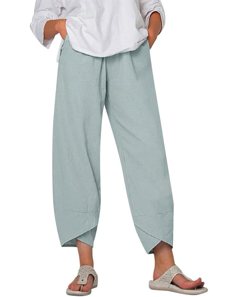 Pantalon capri pour femme Ella – Mélange de lin, taille élastiquée et imprimé floral