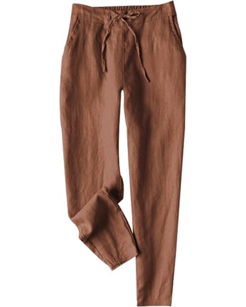 Audrey Pantaloni Donna Jogger – Misto Lino, Gamba Affusolata & Coulisse