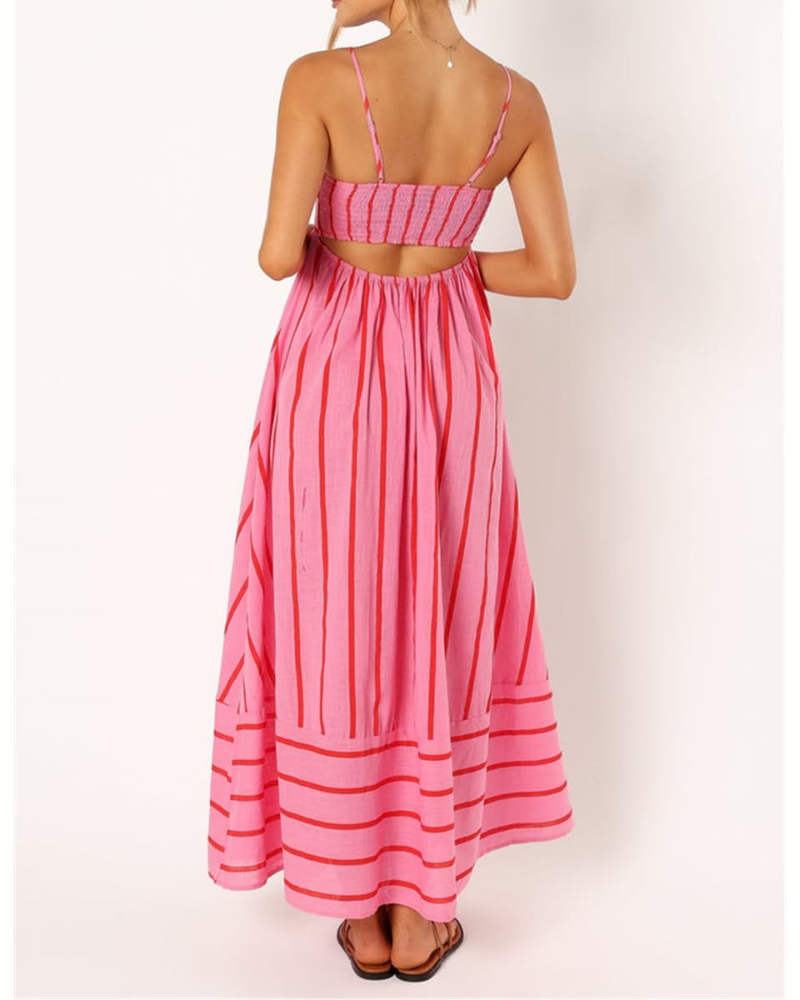 Naomi Gilet Femme Maxi – Imprimé Rayures Colorées, Coupe Fluide & Style Estival