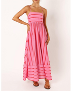 Naomi Gilet Femme Maxi – Imprimé Rayures Colorées, Coupe Fluide & Style Estival