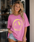Darcy női póló – Oversize Good Vibes póló mosolygós mintával és rövid ujjakkal