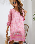 Elena Robe d'été pour femme – Robe bohème avec col en V, manches 3/4 et imprimé floral