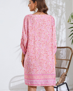 Elena Robe d'été pour femme – Robe bohème avec col en V, manches 3/4 et imprimé floral