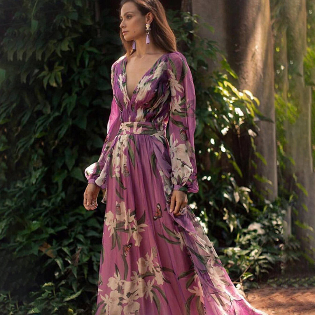 Natalia Vestido Maxi Mujer – Floral Elegante, Tejido Ligero y Estilo Refinado de Verano
