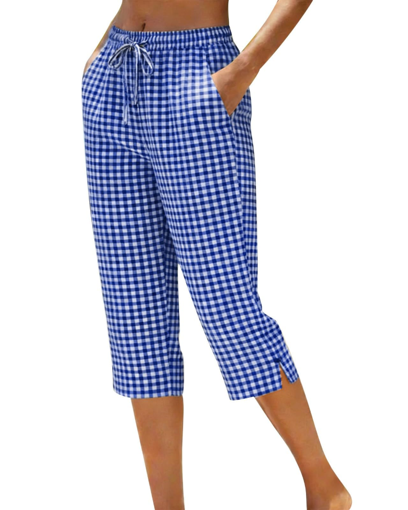 Pantalones de lino para mujer Ariana – Tiro alto, pierna larga, cordón ajustable y corte para tallas grandes