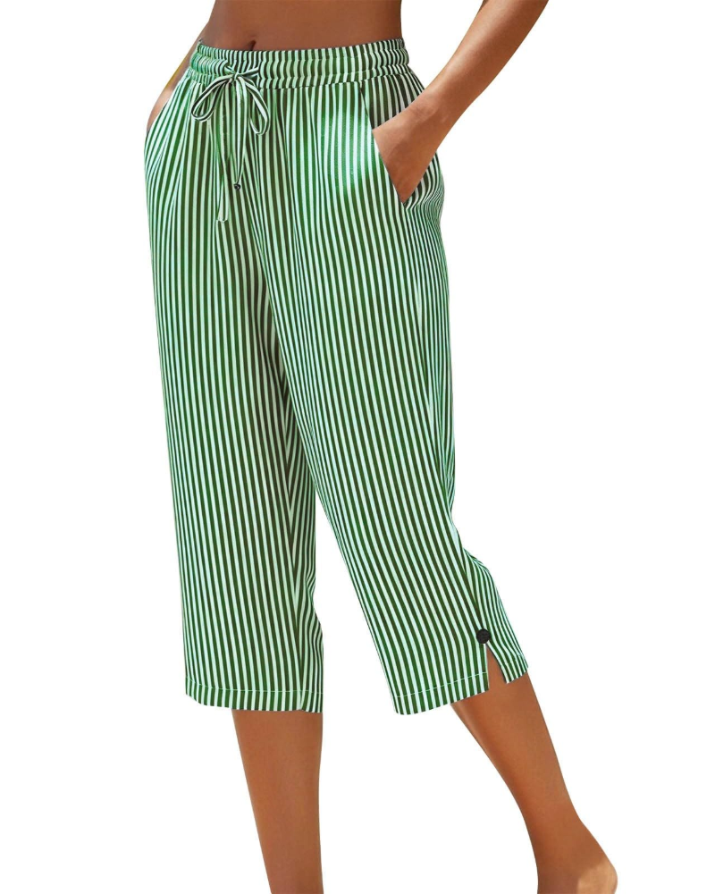 Pantalones de lino para mujer Ariana – Tiro alto, pierna larga, cordón ajustable y corte para tallas grandes