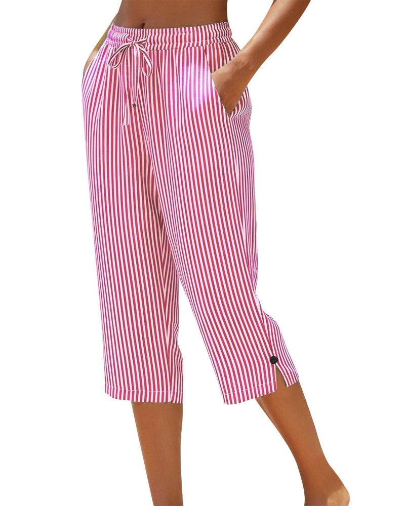 Pantalones de lino para mujer Ariana – Tiro alto, pierna larga, cordón ajustable y corte para tallas grandes