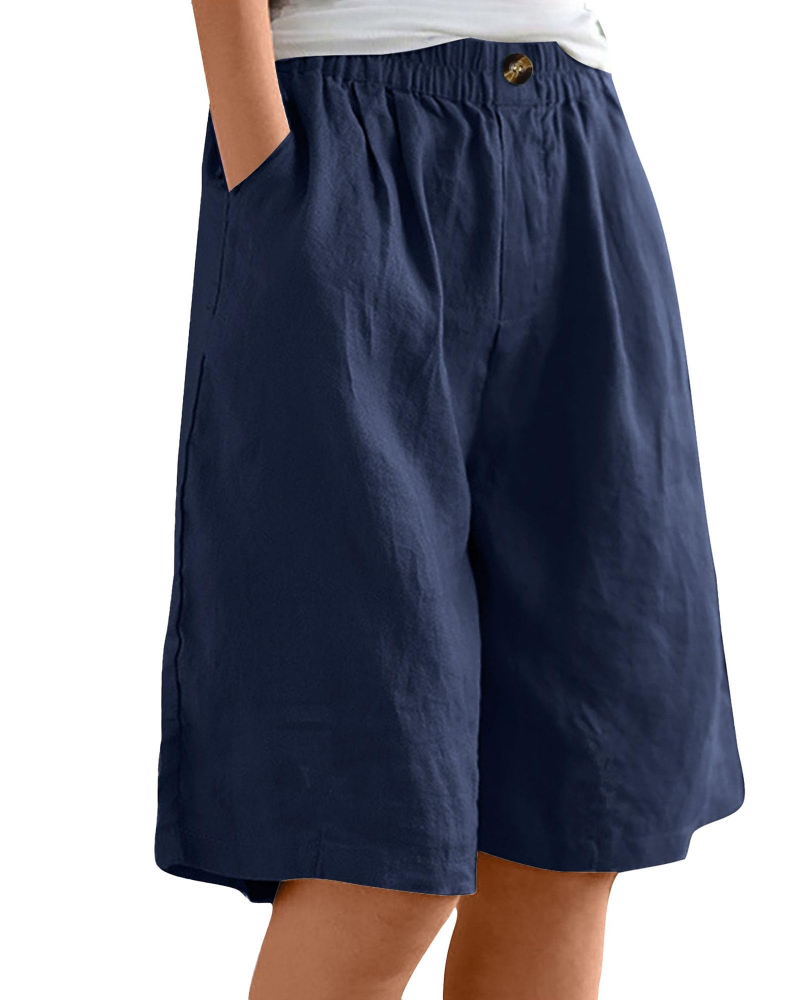Savannah Shorts Donna Bermuda – 100% Cotone, Vita Alta, Tasche & Gamba Larga