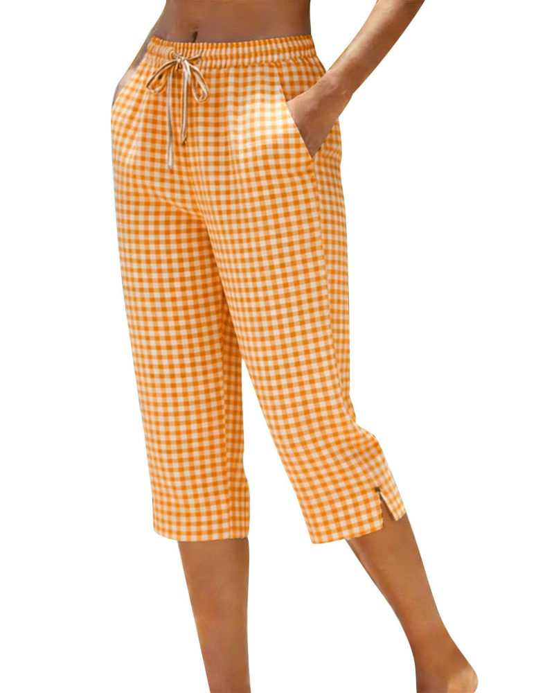 Pantalones de lino para mujer Ariana – Tiro alto, pierna larga, cordón ajustable y corte para tallas grandes