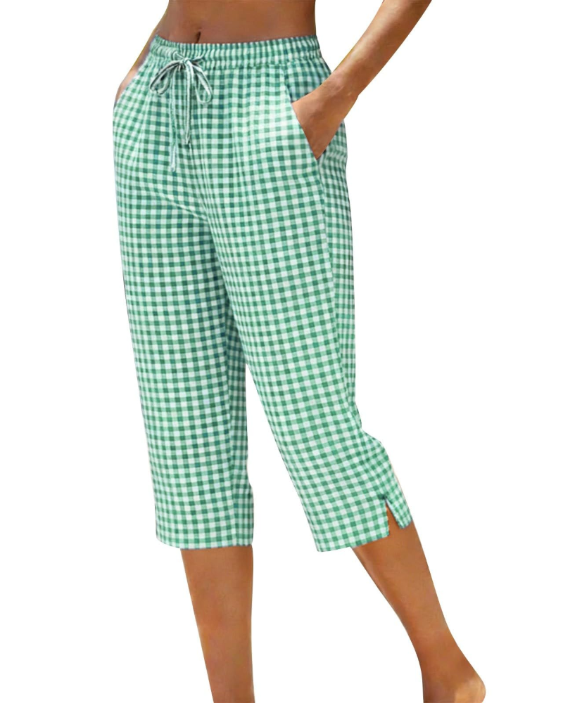 Pantalones de lino para mujer Ariana – Tiro alto, pierna larga, cordón ajustable y corte para tallas grandes