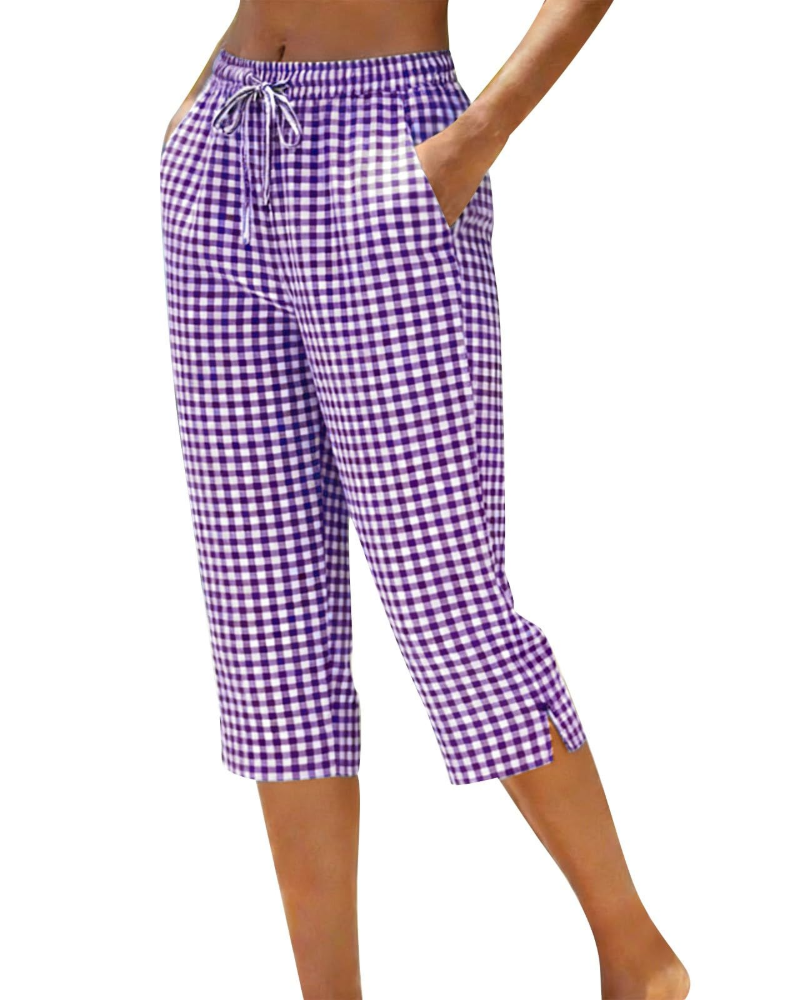 Pantalones de lino para mujer Ariana – Tiro alto, pierna larga, cordón ajustable y corte para tallas grandes
