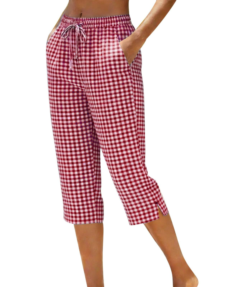 Pantalones de lino para mujer Ariana – Tiro alto, pierna larga, cordón ajustable y corte para tallas grandes