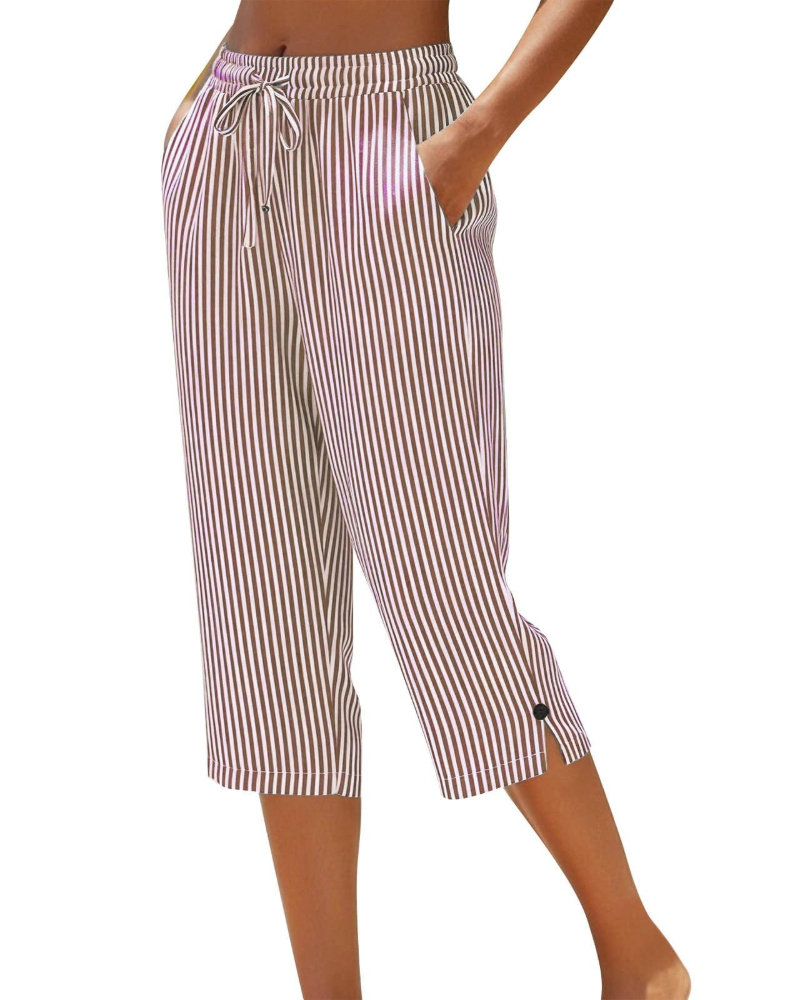 Pantalones de lino para mujer Ariana – Tiro alto, pierna larga, cordón ajustable y corte para tallas grandes