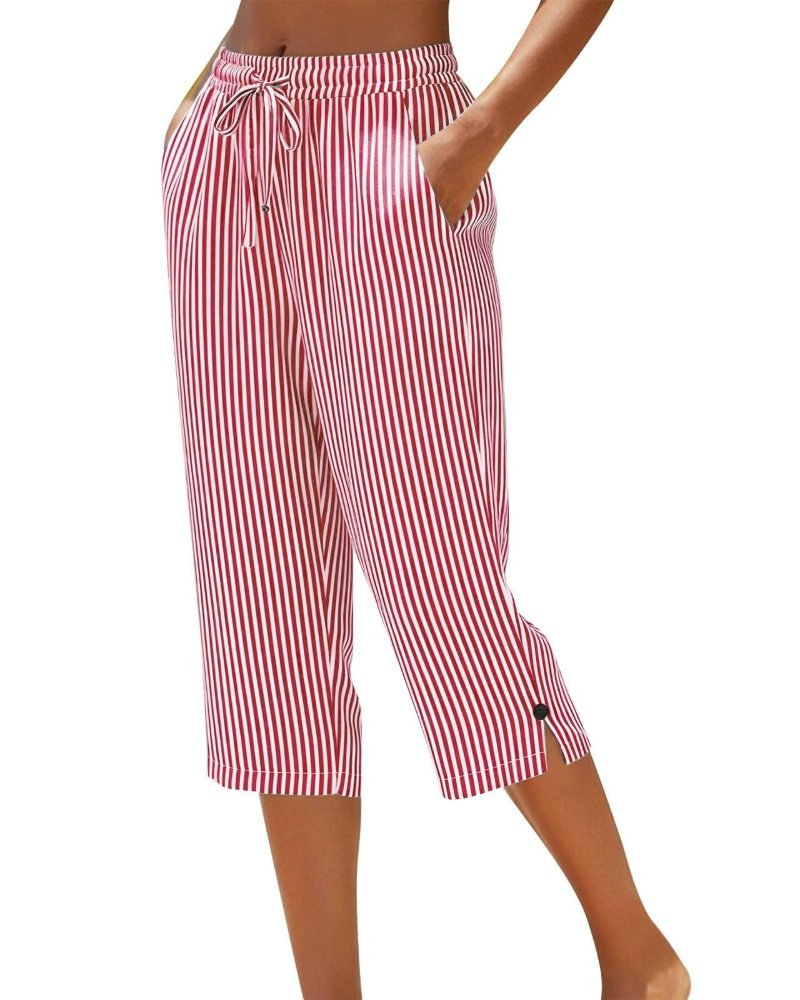 Pantalones de lino para mujer Ariana – Tiro alto, pierna larga, cordón ajustable y corte para tallas grandes