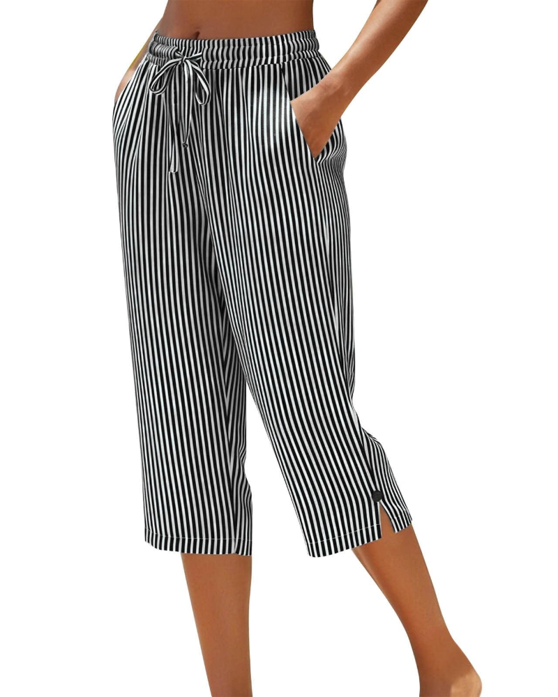 Pantalones de lino para mujer Ariana – Tiro alto, pierna larga, cordón ajustable y corte para tallas grandes