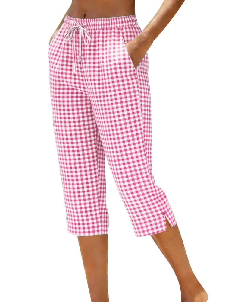 Pantalones de lino para mujer Ariana – Tiro alto, pierna larga, cordón ajustable y corte para tallas grandes