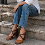 Roselyn Women's Leather Sandals – Elegant Low Heel, Comfortable, Summer, Casual Chic