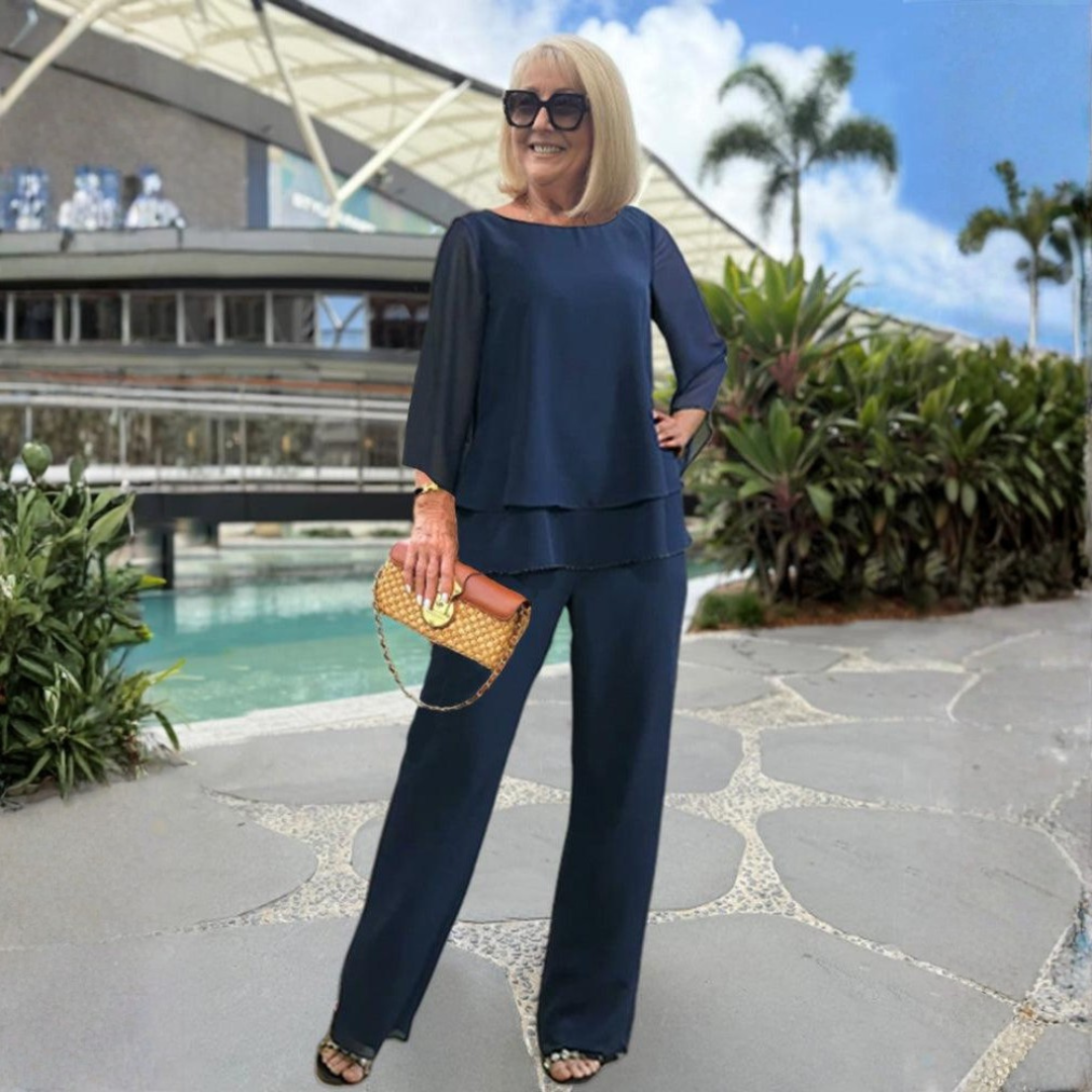 Shara Ensemble Femme Deux Pièces – Ensemble d'Été Pantalons, Coupe Confortable Chic Décontractée