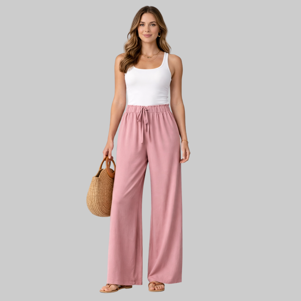 Selena Pantaloni Donna Wide Leg Eleganti – Pantaloni Fluidi con Coulisse Finta
