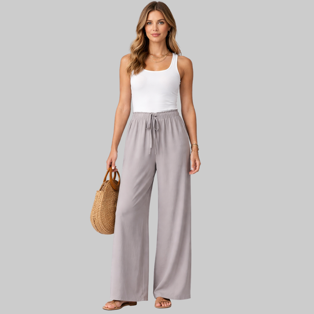 Selena Pantaloni Donna Wide Leg Eleganti – Pantaloni Fluidi con Coulisse Finta