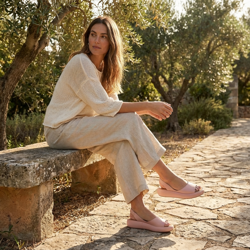 Giada Sandalias Mujer Cuña – Punta Abierta, Correa Elástica Confortable de Verano