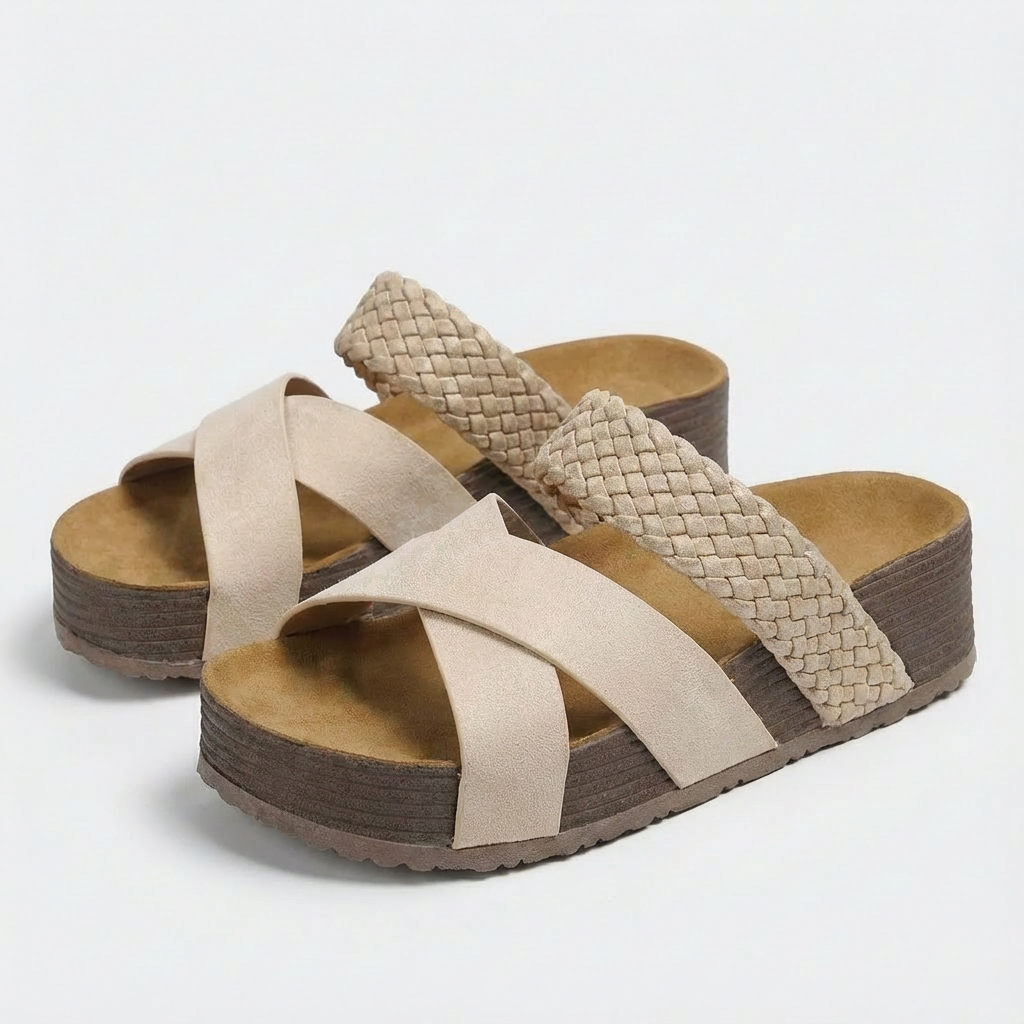 Giulia Sandali Donna Platform Boho – Suola Sughero, Fascia Intrecciata Estiva