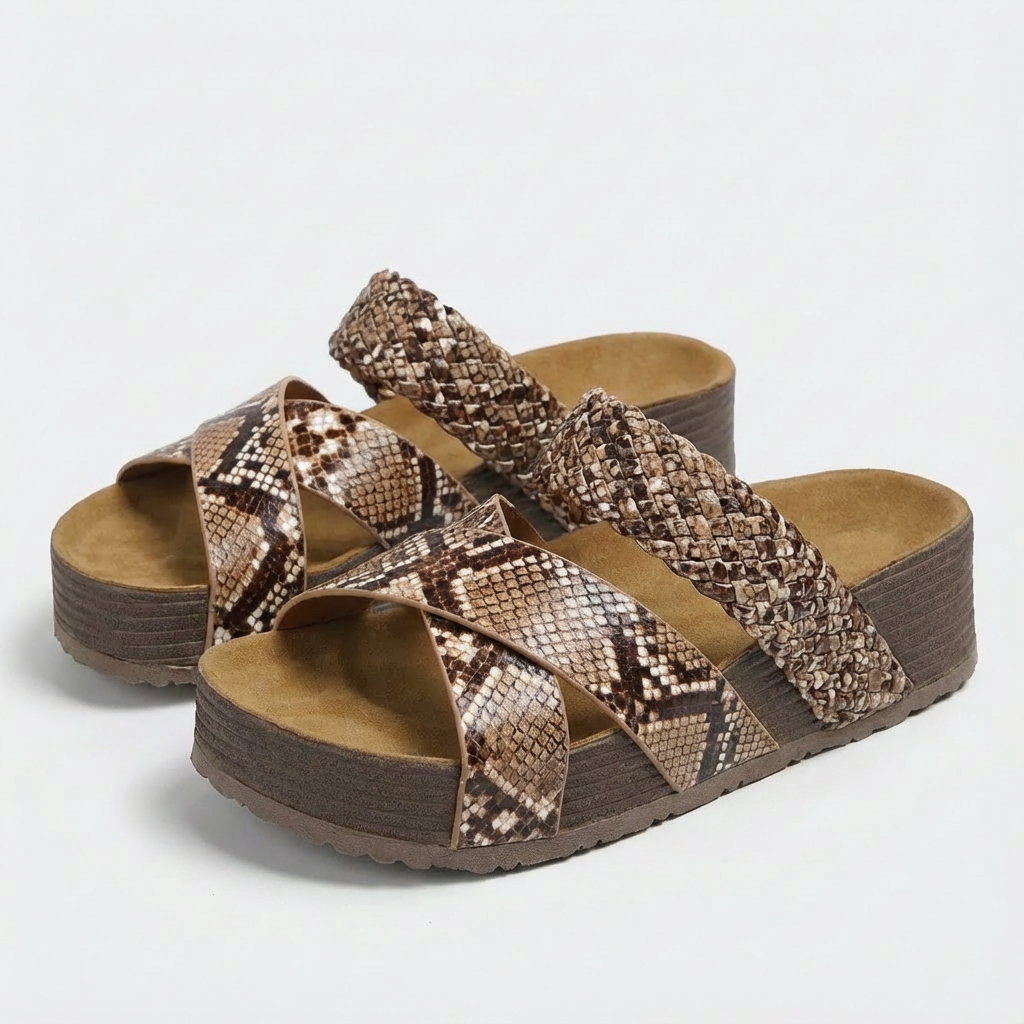 Giulia Sandali Donna Platform Boho – Suola Sughero, Fascia Intrecciata Estiva
