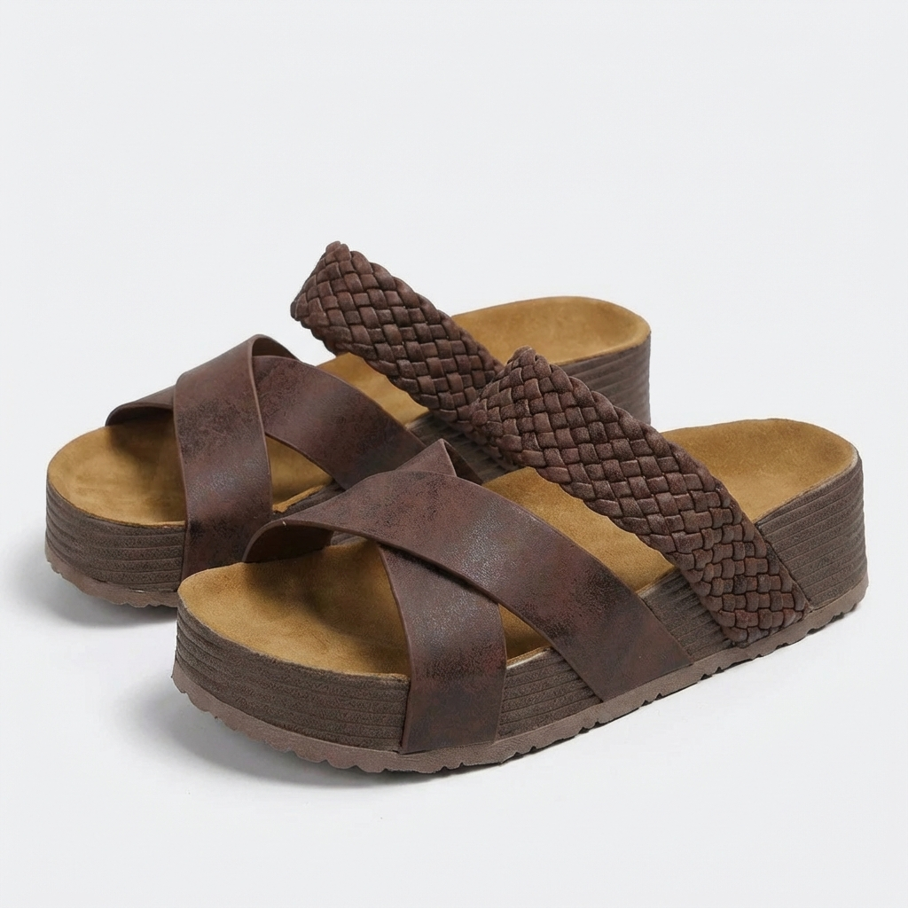 Giulia Sandali Donna Platform Boho – Suola Sughero, Fascia Intrecciata Estiva